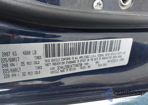 2019 Jeep Compass Latitude from USA, damaged, VIN 3C4NJDBB1KT748738